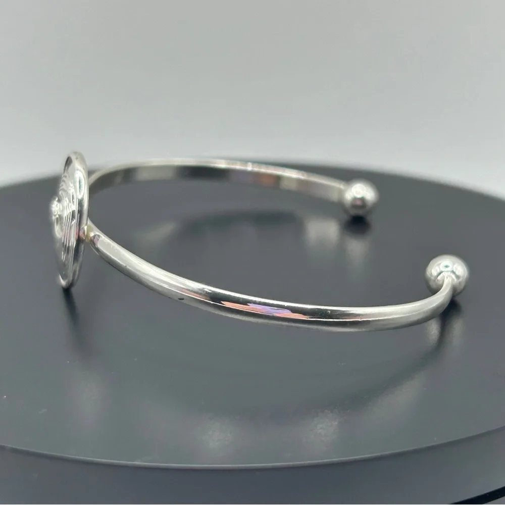 Shiny Capricorn Silver Cuff Bracelet